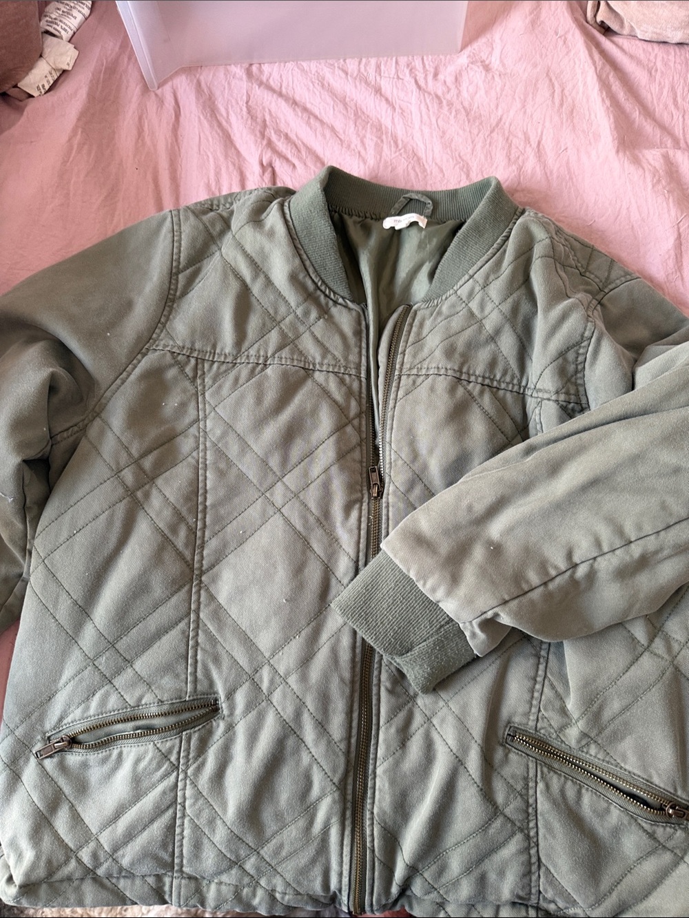 Maurices Olive Quilted Bomber Jacket